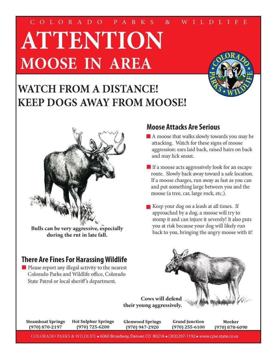 CPW Moose in Area sign